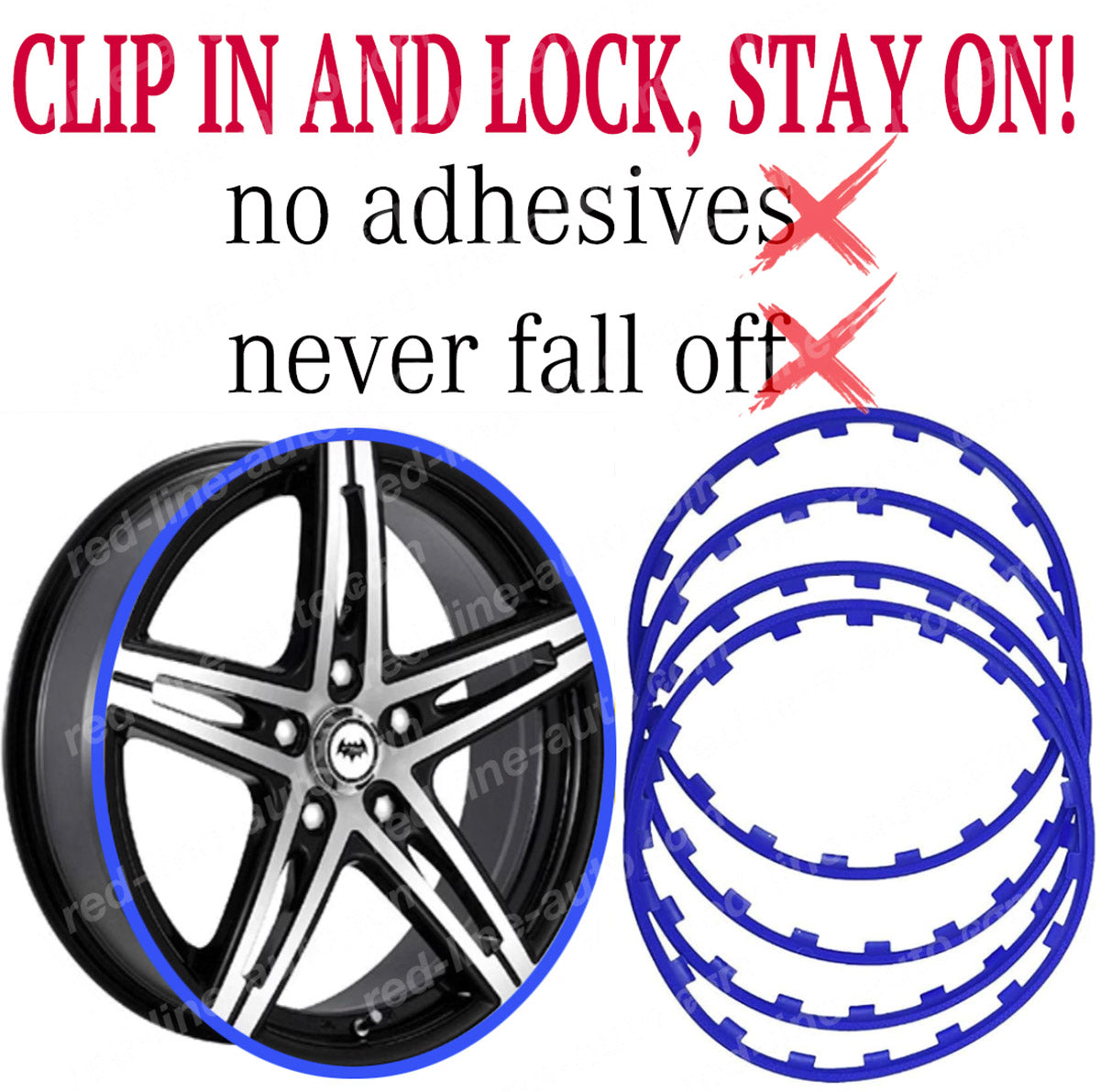 20" inch Blue 4 Alloy Wheel Protectors ROBUST Rim Guard Clip-in and Lock non-adhesive