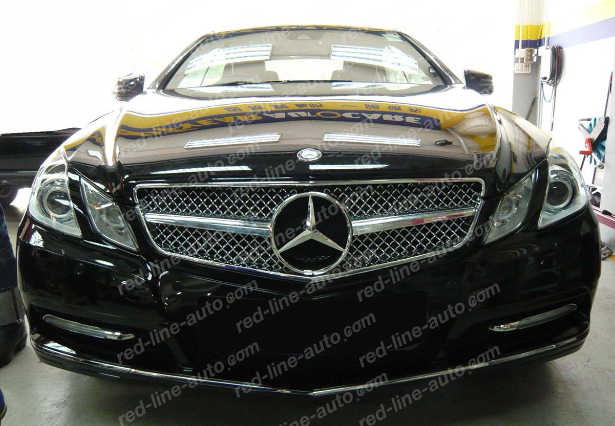 Pre-facelift Mercedes W207 E-Class Coupe C207 Convertible A207 AMG Grille, Single-fin Full Chrome