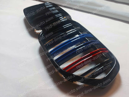 Facelift BMW X1 F48 SUV Dual-slat Front Grille, Black With M-Power Tri-Colours