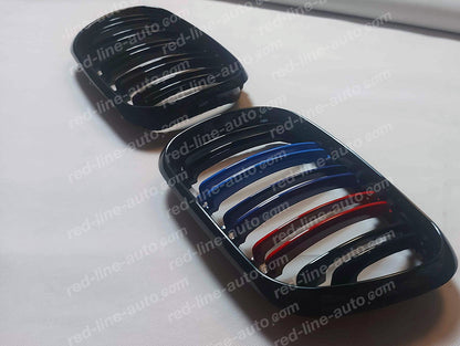 Pre-facelift BMW X5 E53 SUV Double-Bar Grilles, Black with M-Power Tri-colours