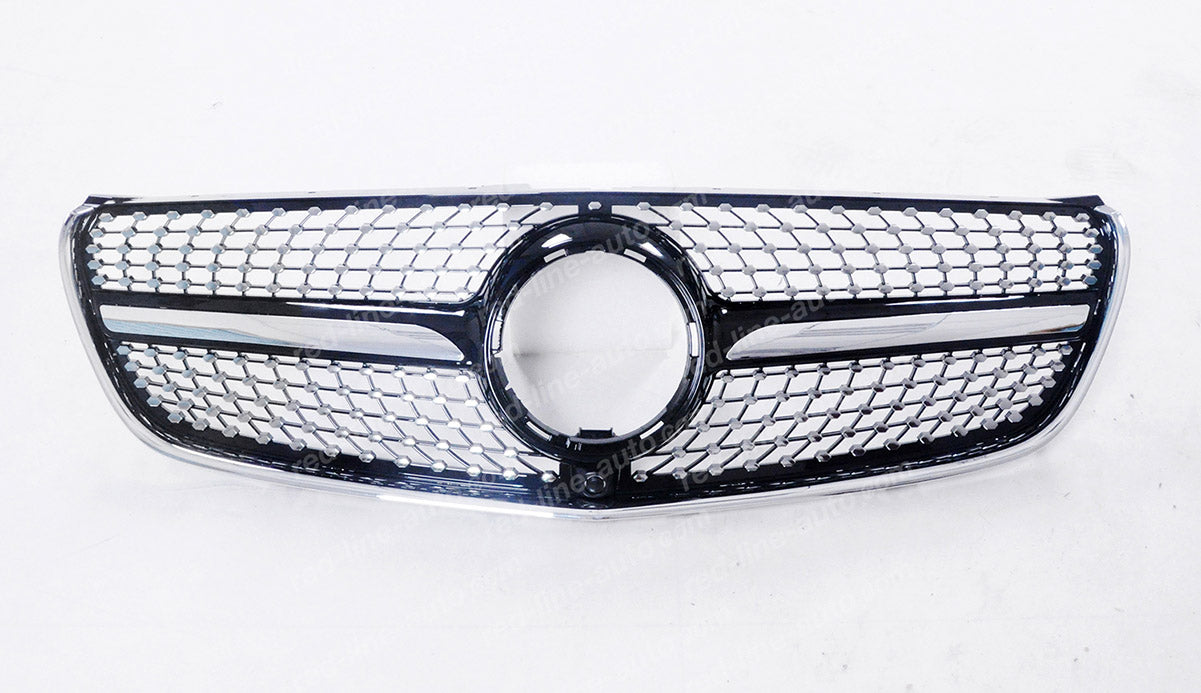 Pre-facelift Mercedes W447 V-Class MPV VIANO Black AMG Front Grille, Chrome Diamond