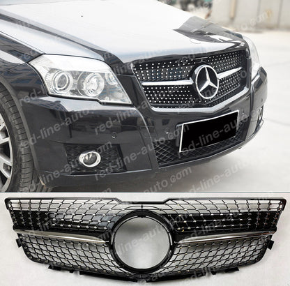 Pre-facelift Mercedes-Benz X204 GLK-Class SUV Black AMG Grille, Chrome Diamond GLC43-look