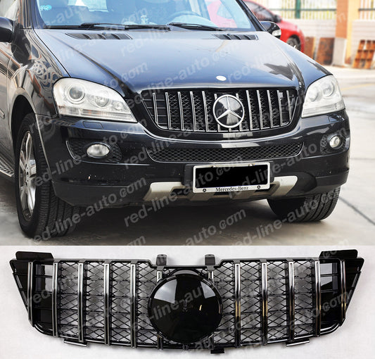 Pre facelift Mercedes W164 M-Class SUV AMG ML 63 GT Grille, Black with Chrome Panamericana