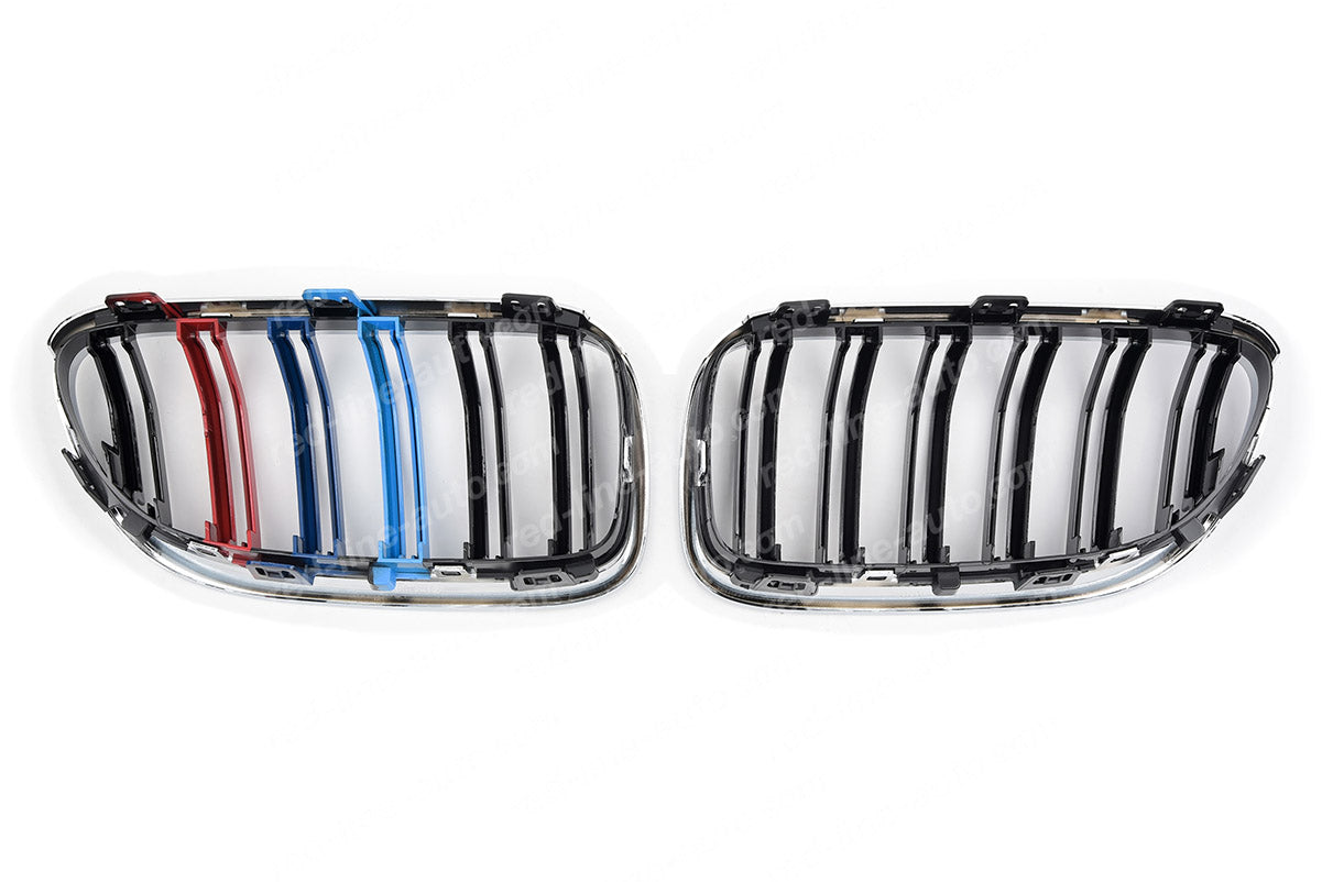 Facelift BMW E92 Coupe E93 Convertible Black Twin-bar Grille, M-Power Tri-Colour Chrome Rim