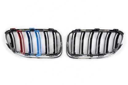 Facelift BMW E92 Coupe E93 Convertible Black Twin-bar Grille, M-Power Tri-Colour Chrome Rim