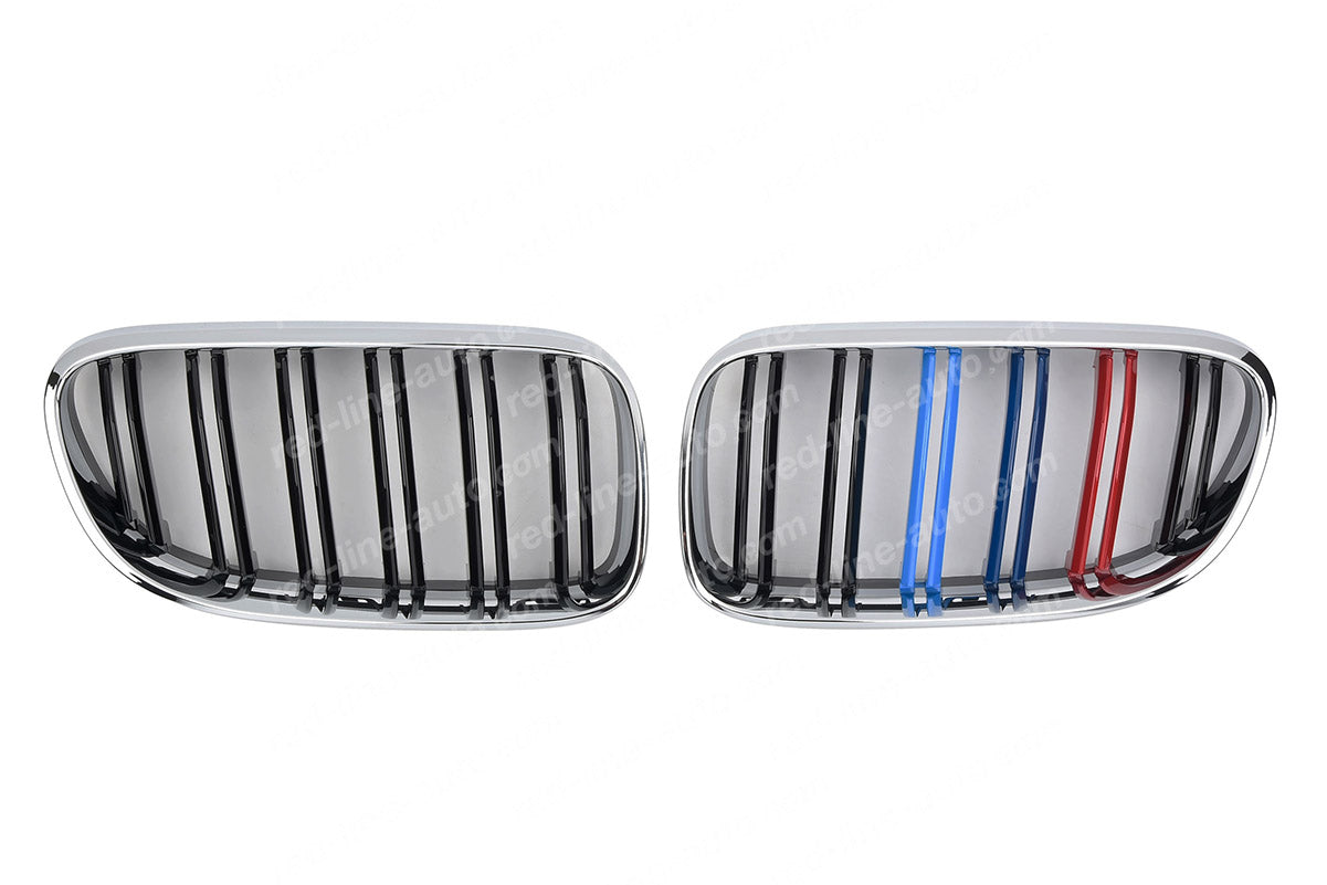 Facelift BMW E92 Coupe E93 Convertible Black Twin-bar Grille, M-Power Tri-Colour Chrome Rim