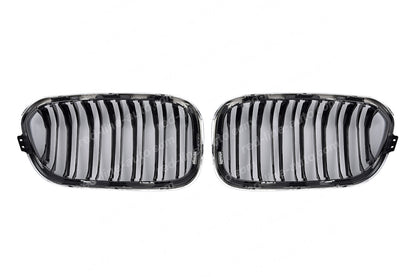 Facelift BMW 1 Series F20 F21 Hatchback Twin-Bar M-Power M140i Grille, Black With Chrome Rim