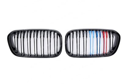 Facelift BMW 1 Series F20 F21 Hatchback M-Power M140i Grille, Black Double-Bar with Tri-Colour