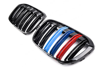 Pre-Facelift BMW X1 F48 SUV Dual-slat Front Grille, Black With M-Power Tri-Colours