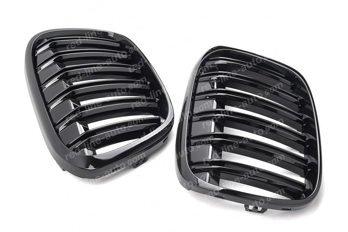 Pre-Facelift BMW X1 F48 SUV M-Performance Front Grille, Full Gloss Black Double-bar