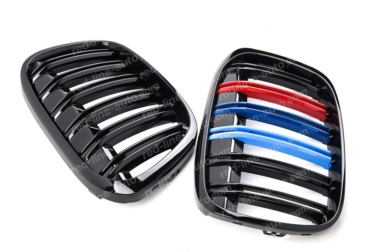 Pre-Facelift BMW X1 F48 SUV Dual-slat Front Grille, Black With M-Power Tri-Colours