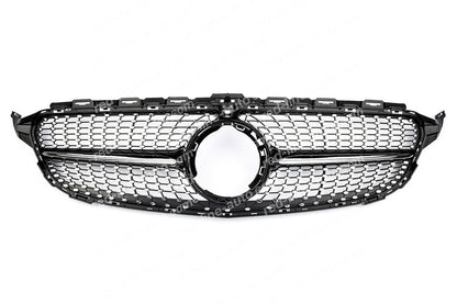 Facelift Mercedes W205 C-Class S205 C205 A205 Black AMG Grille, Chrome Diamond With Camera