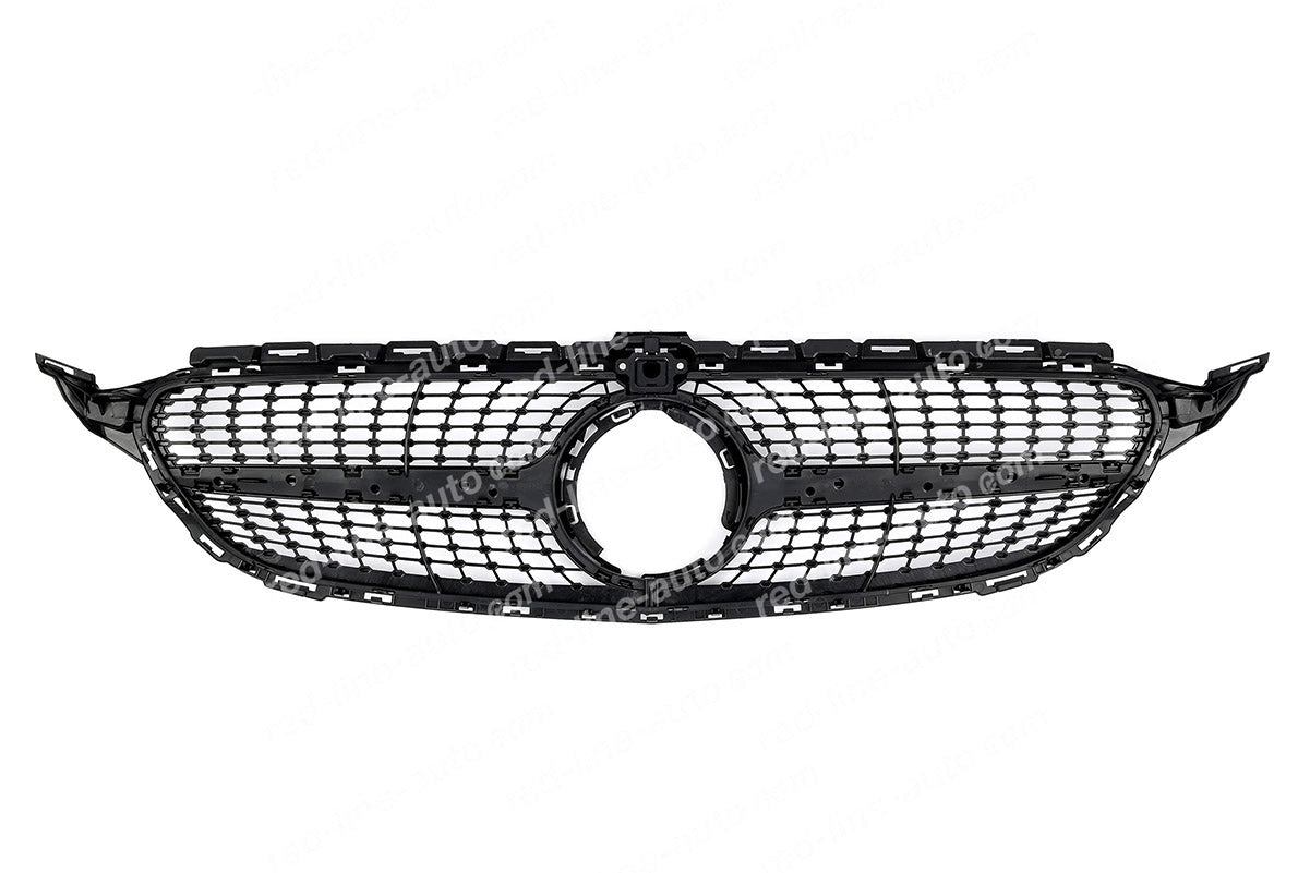 Facelift Mercedes W205 C-Class S205 C205 A205 Black AMG Grille, Chrome Diamond With Camera