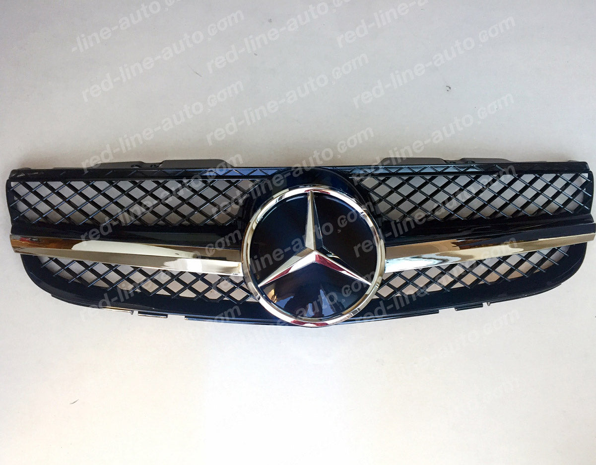 2006+ Facelift Mercedes R230 SL-Class Roadster AMG Grille, Black with Chrome Singe-fin