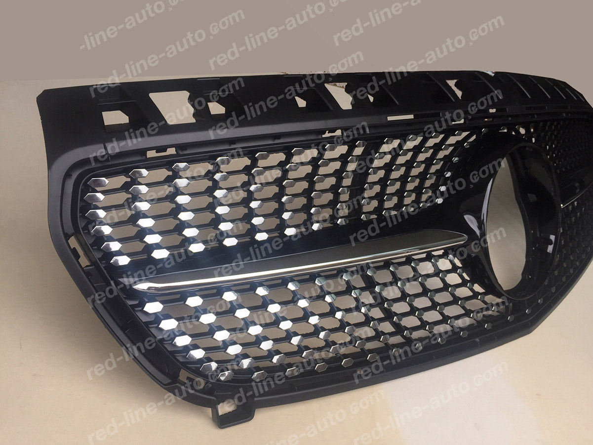 Pre-facelift Mercedes W176 A-Class Hatchback AMG Black A45 Front Grille, Chrome Diamond