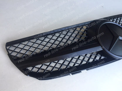 2006+ Facelift Mercedes R230 SL-Class Roadster AMG Grille, Full Matte Black Singe-louvre