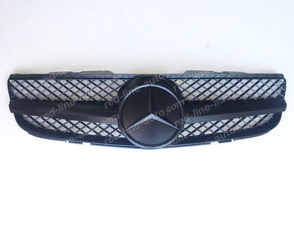 2006+ Facelift Mercedes R230 SL-Class Roadster AMG Grille, Full Matte Black Singe-louvre