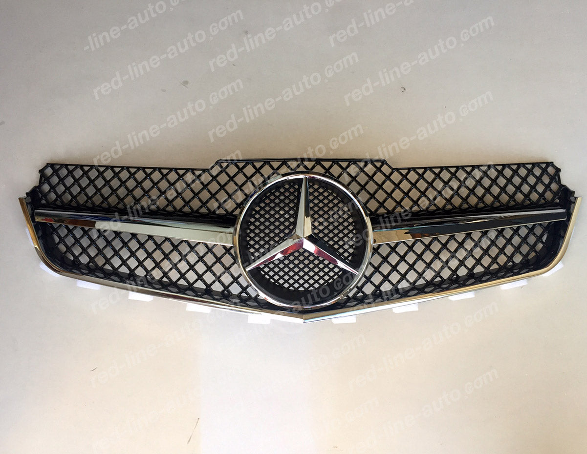 Pre-facelift Mercedes W207 E-Class Coupe C207 Convertible A207 AMG Grille, Black with Chrome Fin