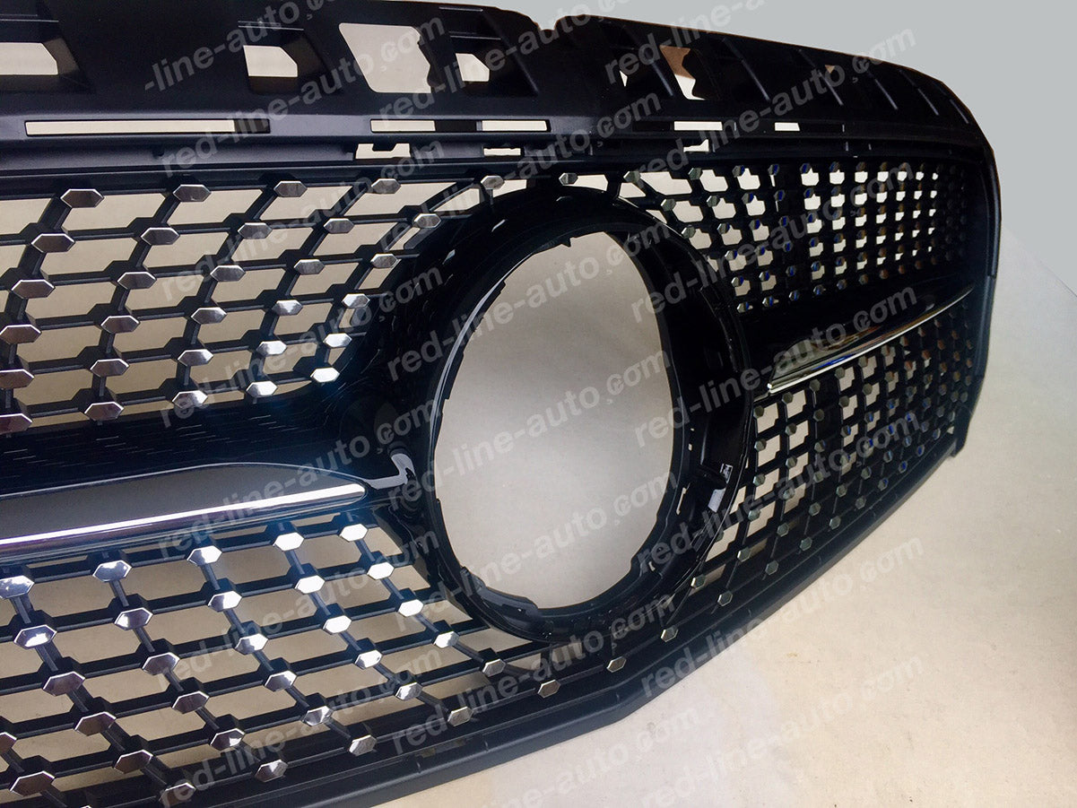 Pre-facelift Mercedes W176 A-Class Hatchback AMG Black A45 Front Grille, Chrome Diamond