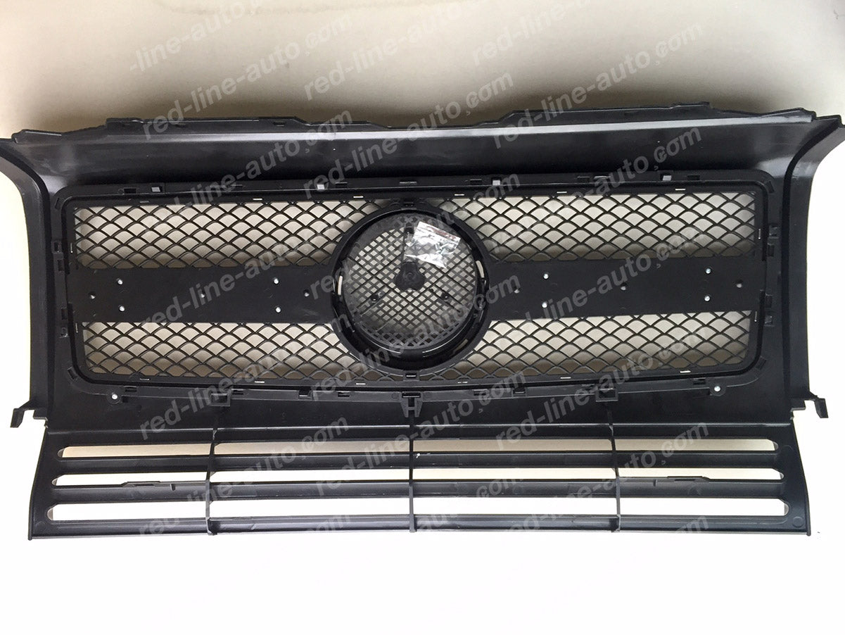 1990-18 Mercedes W463 G-Class SUV AMG G63 Obsidian Black Single-fin Front Grille, Chrome Rim