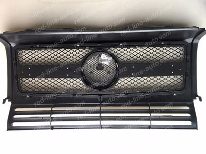 1990-18 Mercedes W463 G-Class SUV AMG G63 Obsidian Black Single-fin Front Grille, Chrome Rim