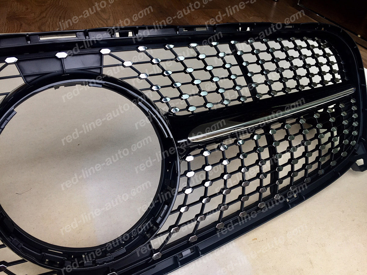 Pre-facelift Mercedes X156 GLA SUV Black AMG GLA45 Front Grille, Chrome Diamond