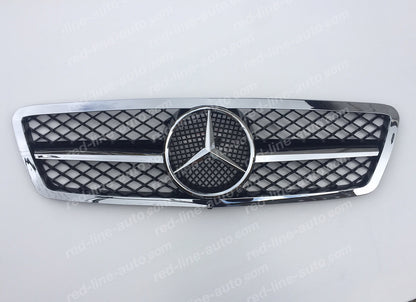 Mercedes W203 C-Class Saloon S203 Estate AMG C55 Black Front Grille, Chrome Single-fin