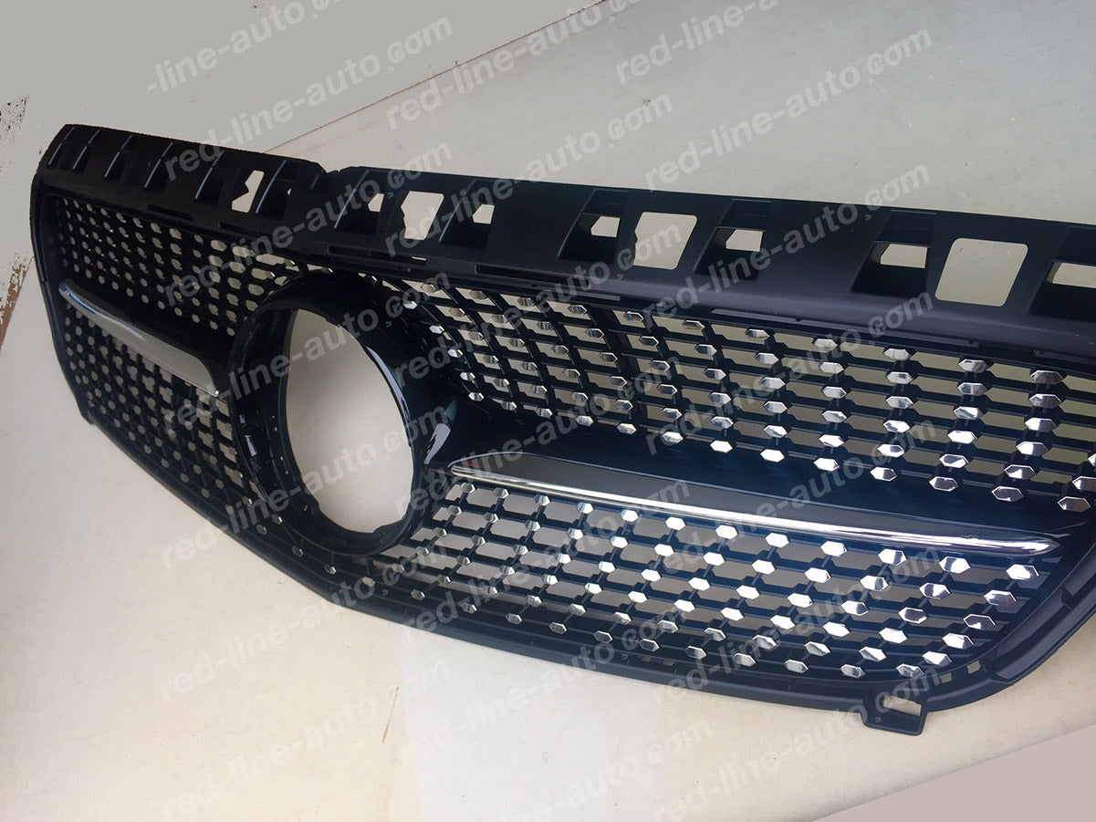 Pre-facelift Mercedes W176 A-Class Hatchback AMG Black A45 Front Grille, Chrome Diamond