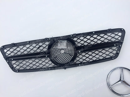 Mercedes W203 C-Class Saloon S203 Estate AMG C55 Black Front Grille, Chrome Single-fin