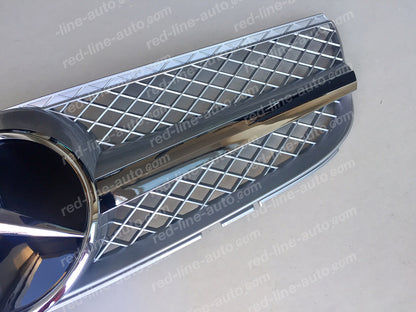 2006+ Facelift Mercedes R230 Roadster SL-Class AMG Grille, Iridium Silver Singe-fin