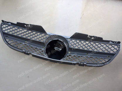 2006+ Facelift Mercedes R230 Roadster SL-Class AMG Grille, Iridium Silver Singe-fin