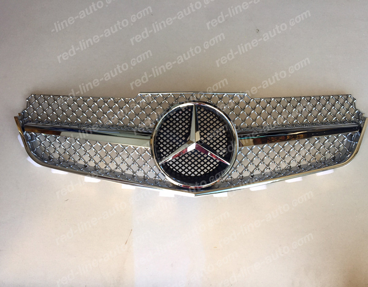 Pre-facelift Mercedes W207 E-Class Coupe C207 Convertible A207 AMG Grille, Single-fin Full Chrome