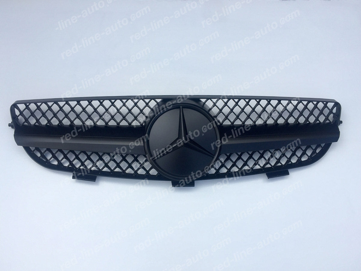 Mercedes W209 CLK Coupe C209 Convertible A209 AMG Grille, Full Matte Black Singe-louvre