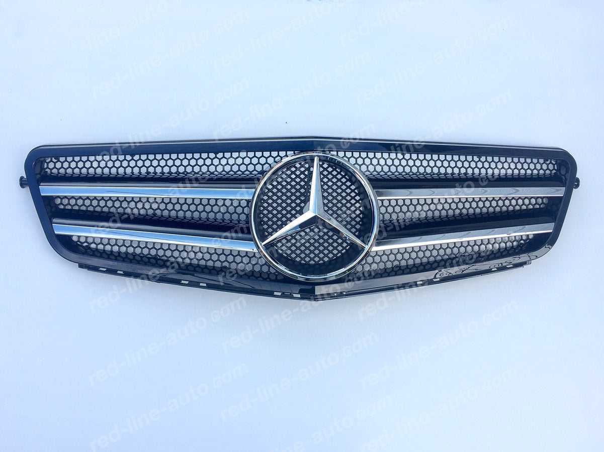 Mercedes W204 C-Class Saloon S204 Estate A204 Coupe AMG C63 Black Grille +Star, Chrome Blades