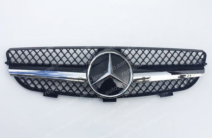 Mercedes W209 CLK Coupe C209 Convertible A209 AMG Grille, Black with Chrome Singe-fin