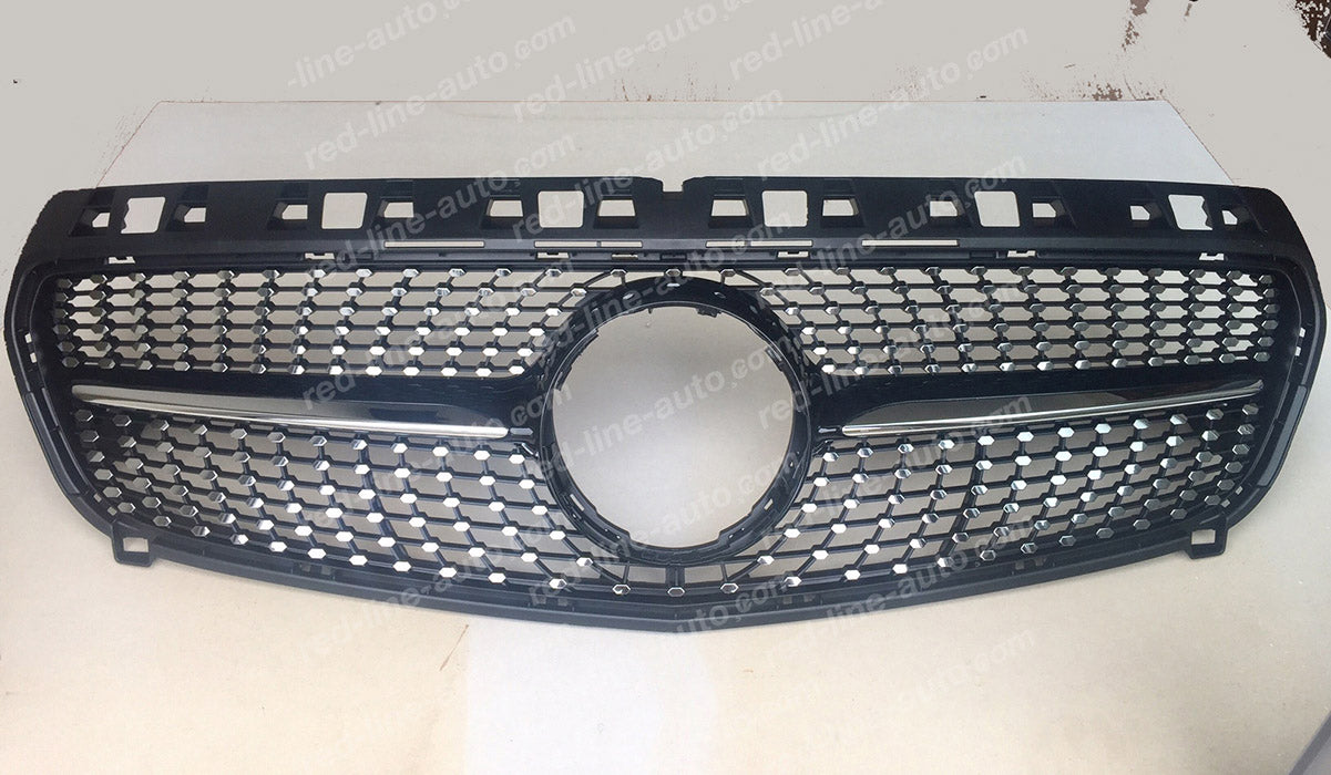 Pre-facelift Mercedes W176 A-Class Hatchback AMG Black A45 Front Grille, Chrome Diamond