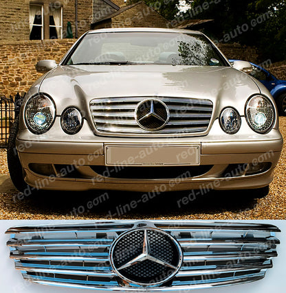 Pre-facelift Mercedes W211 E-Class Saloon S211 Estate AMG Sport Grille with Star, Full Chrome