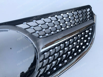 Facelift Mercedes W207 E-Class Coupe C207 Convertible A207 AMG Diamond Front Grille, Iridium Silver