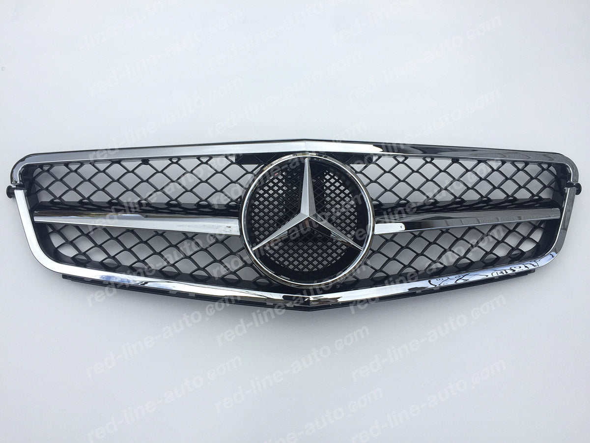 Mercedes W204 C-Class Saloon S204 Estate A204 Coupe Black AMG Grille, Chrome Single-fin Rim