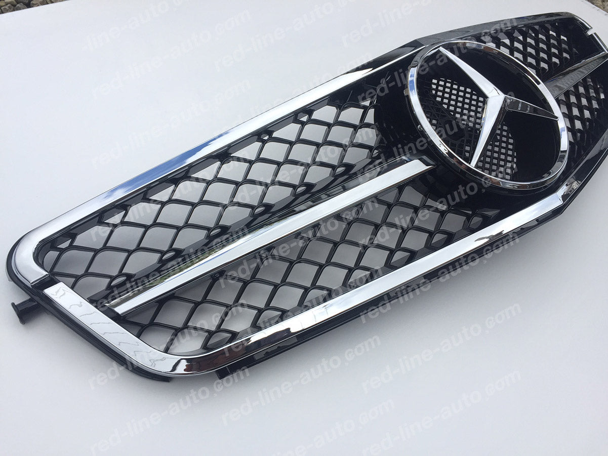 Mercedes W204 C-Class Saloon S204 Estate A204 Coupe Black AMG Grille, Chrome Single-fin Rim