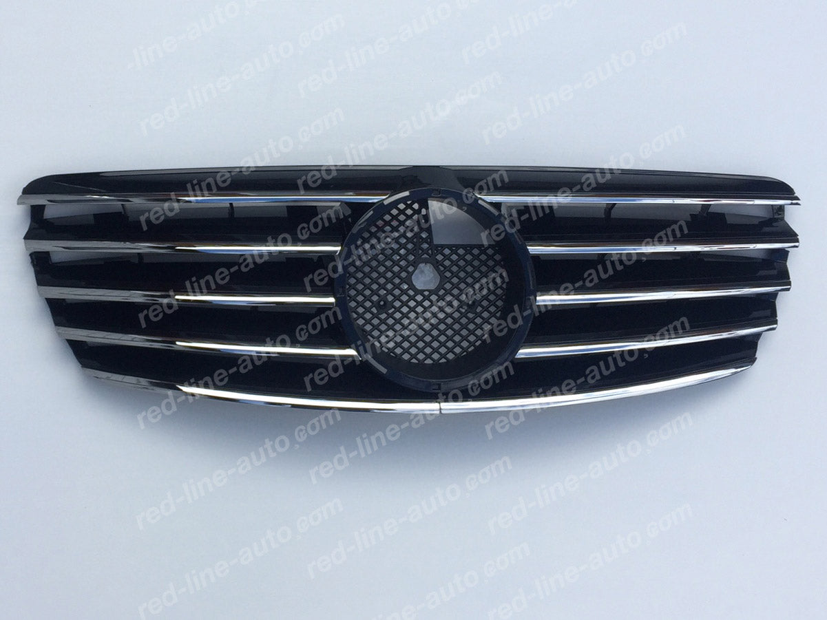 Pre-facelift Mercedes W211 E-Class Saloon S211 Estate AMG Sport Black Grille with Star, Chrome Blade