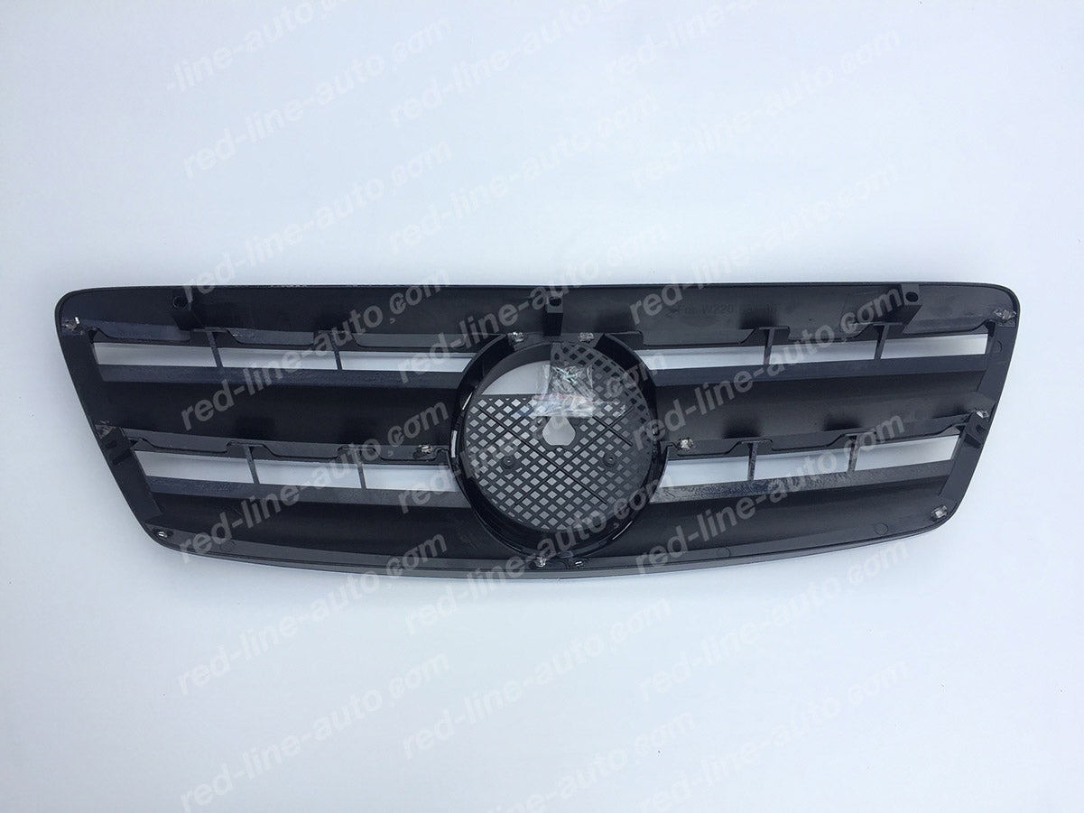 Facelift Mercedes W220 S-Class Saloon AMG S65 Black Sports Front Grille with STAR, Chrome Louvres