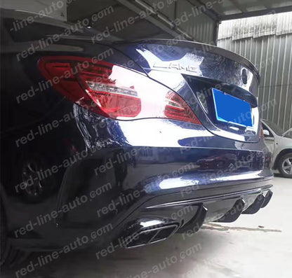 Mercedes W117 CLA Rear AMG CLA45 Conversion Aero Kits Canard Splitter Lip Diffuser Quad Exhaust