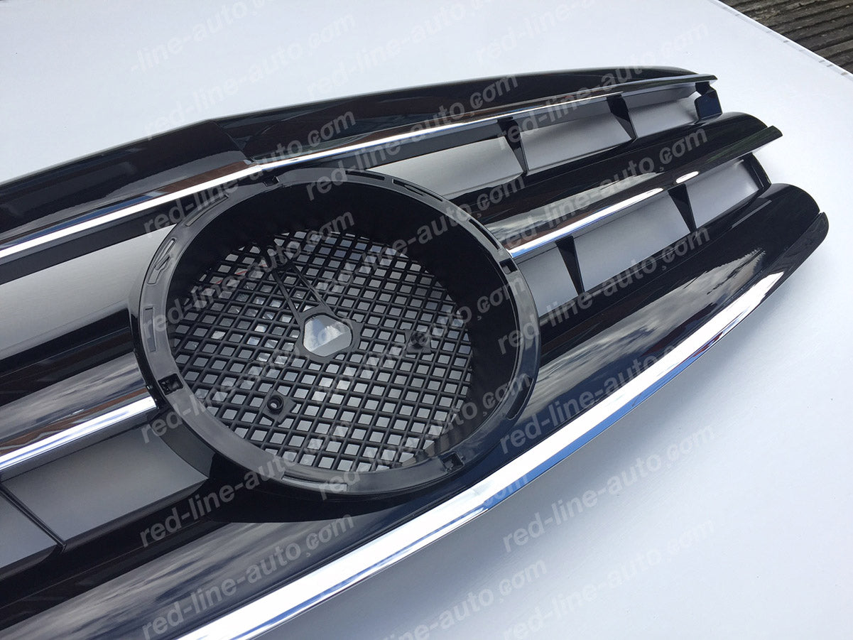 Pre-facelift Mercedes W221 S-Class Saloon AMG S65 63 Black Sport Grille with STAR, Chrome Louvre