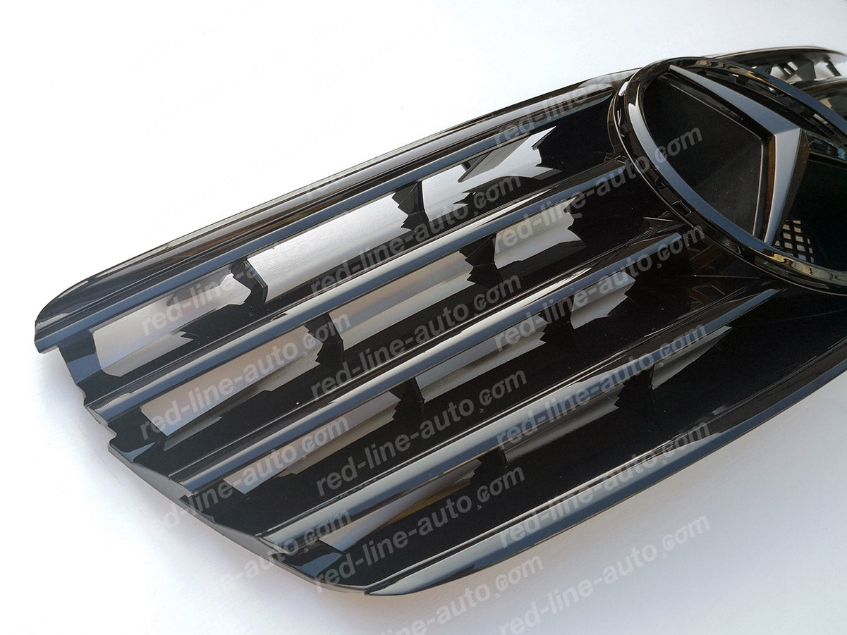 Pre-facelift Mercedes W211 E-Class Saloon S211 Estate AMG Sport Grille with Star, Full Gloss Black