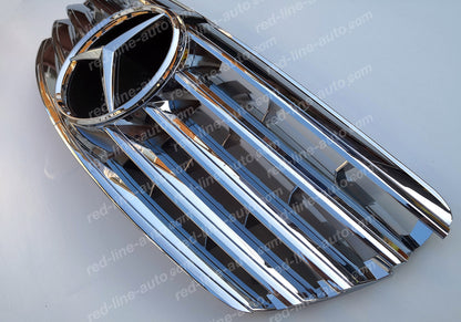Pre-facelift Mercedes W211 E-Class Saloon S211 Estate AMG Sport Grille with Star, Full Chrome