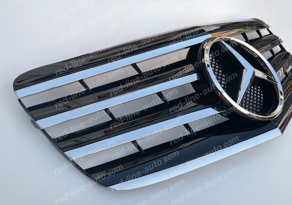 Facelift Mercedes W211 E-Class Saloon S211 Estate AMG Sport Black Grille with Star, Chrome Blade