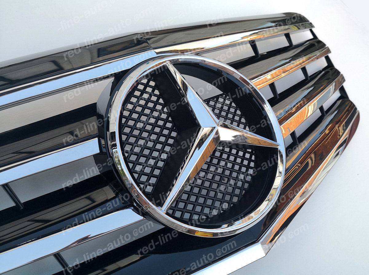 Facelift Mercedes W211 E-Class Saloon S211 Estate AMG Sport Black Grille with Star, Chrome Blade