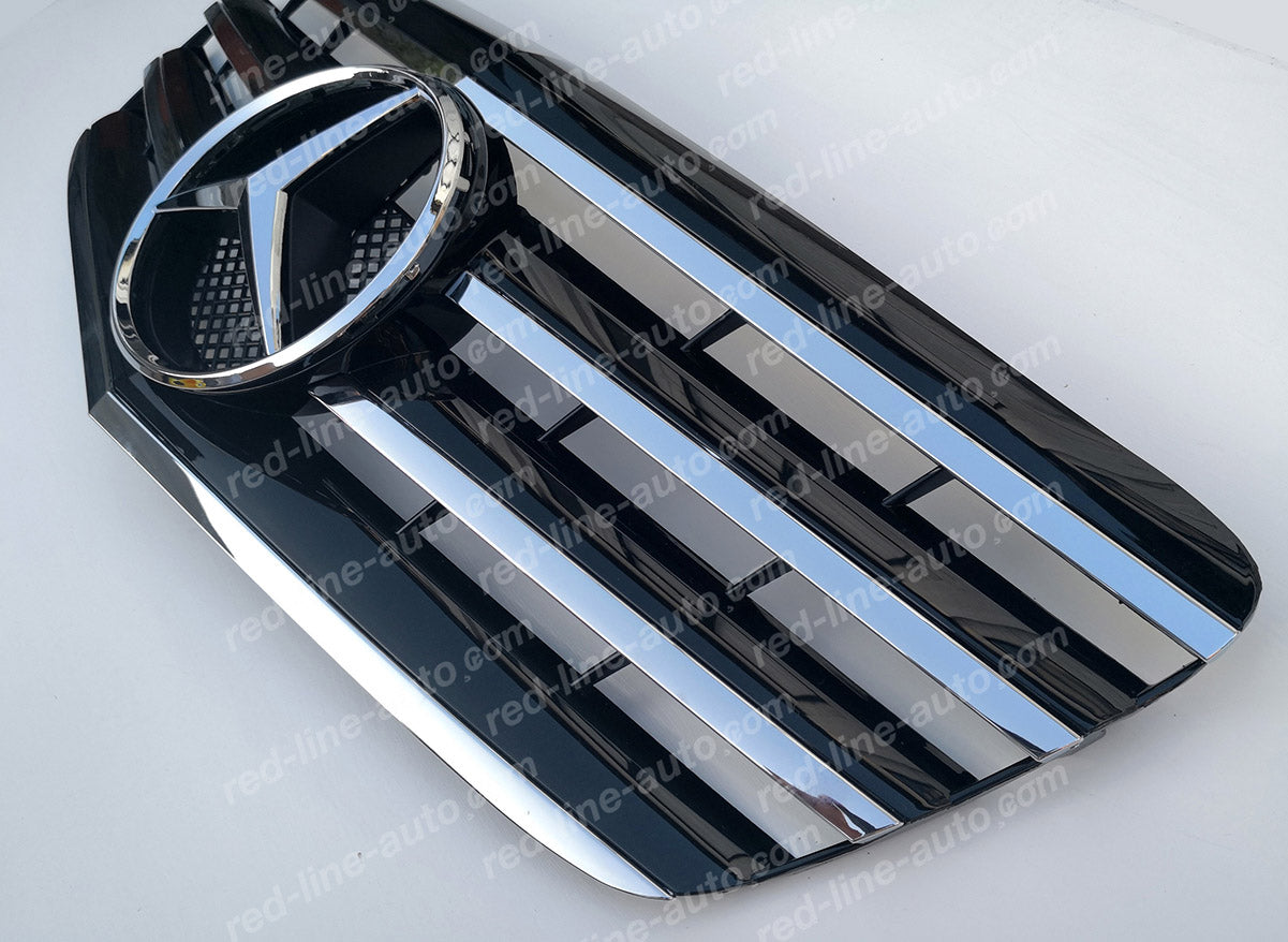 Facelift Mercedes W211 E-Class Saloon S211 Estate AMG Sport Black Grille with Star, Chrome Blade
