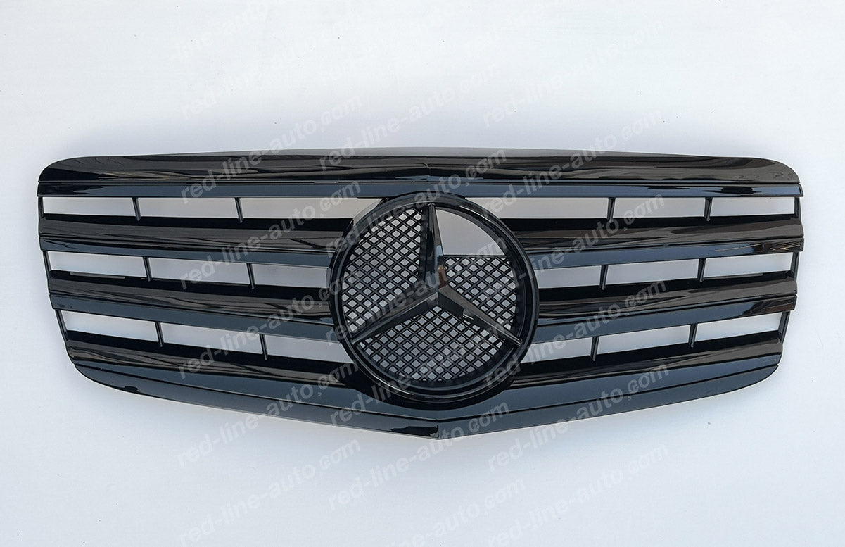 Facelift Mercedes W211 E-Class Saloon S211 Estate AMG Sport Grille with Star, Full Gloss Black